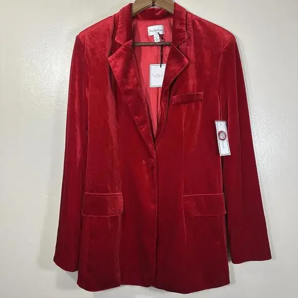 Premier Amour Velvet Womens Large Stretch Fabric Regular Fit Blazer Business - Picture 3 of 10